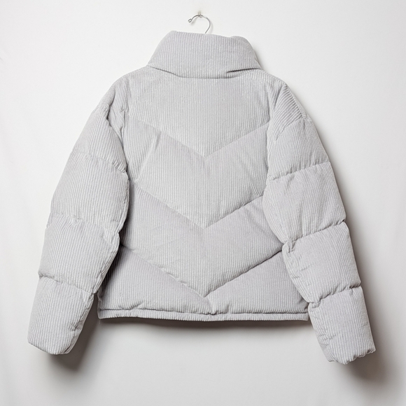 NWT WILFRED Cloud Puff Coat Gull Grey Cush Cord Corduroy Jacket M Aritzia - Picture 9 of 14